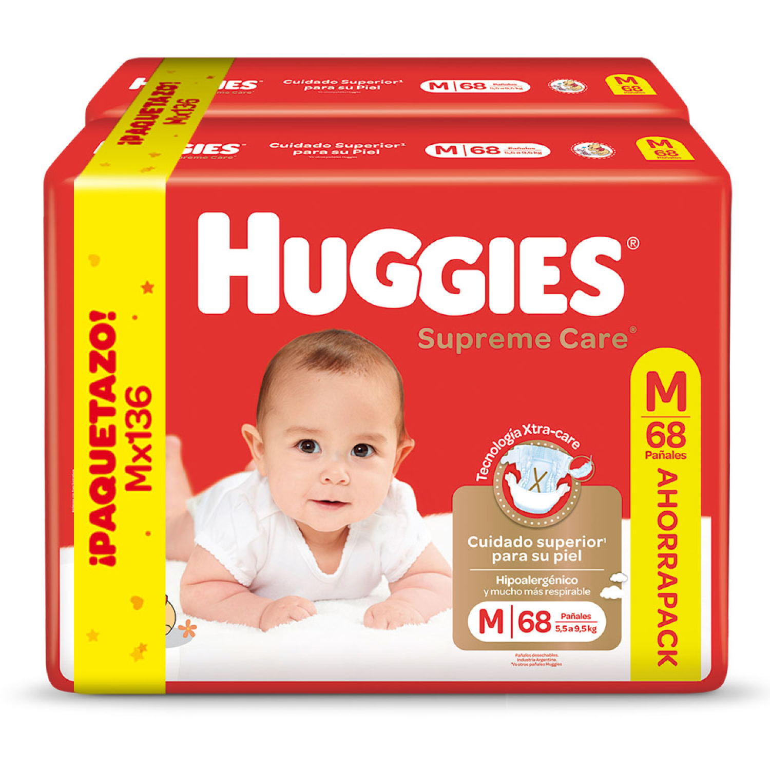 Huggies supreme care M x 136 unidades