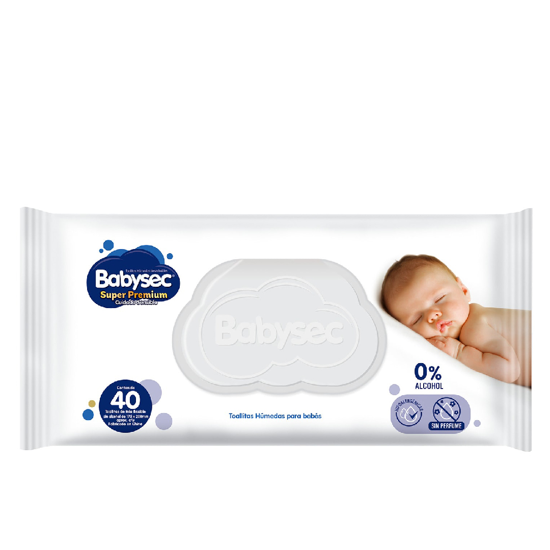Babysec toalla húmeda super premium x 40 unidades 