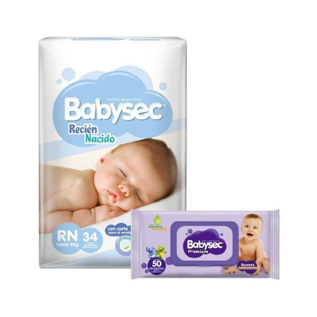 Babysec Recien nacido x 34 + toalla humeda