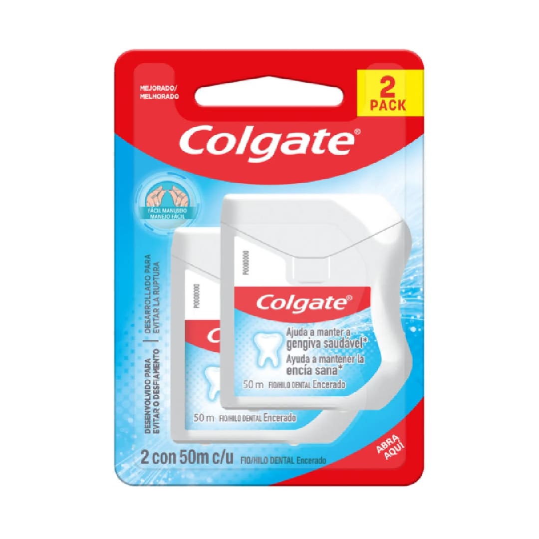 Colgate hilo dental encerado Pack x2 - 50m c/u