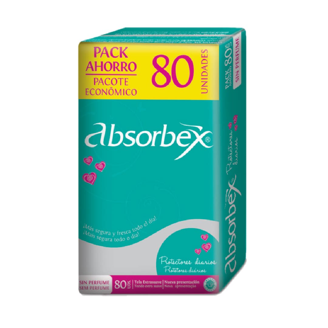 Absorbex protector diario sin perfume x 80 unid.