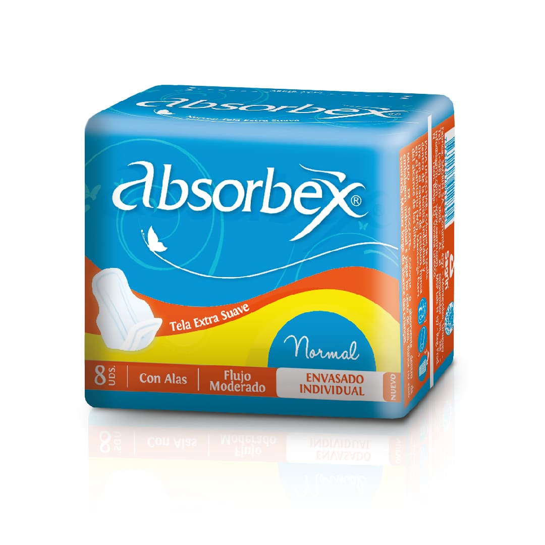 Absorbex toalla femenina tela extra suave trif. x 8 unidades