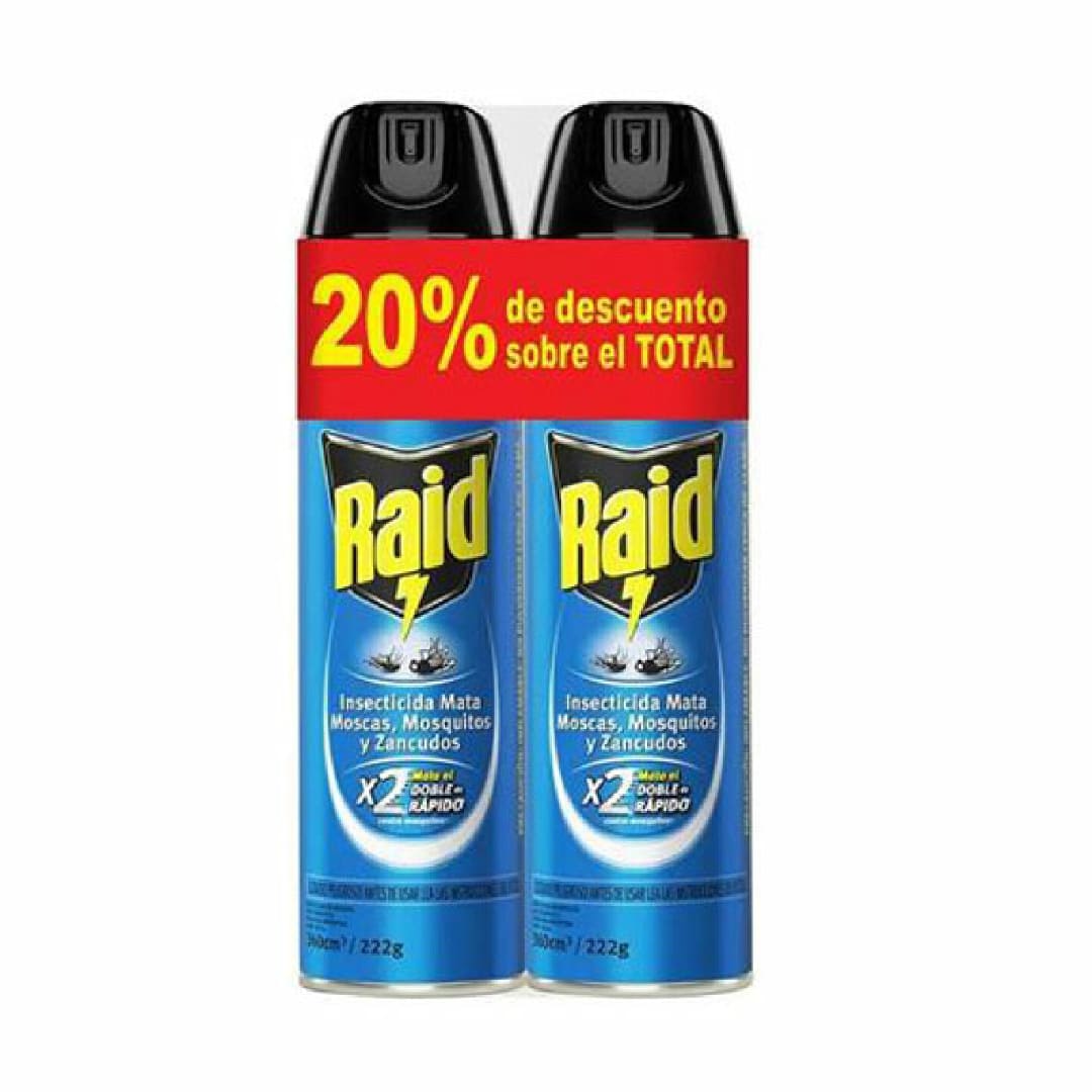 Raid aerosol con olor Pack x 2 - 222g