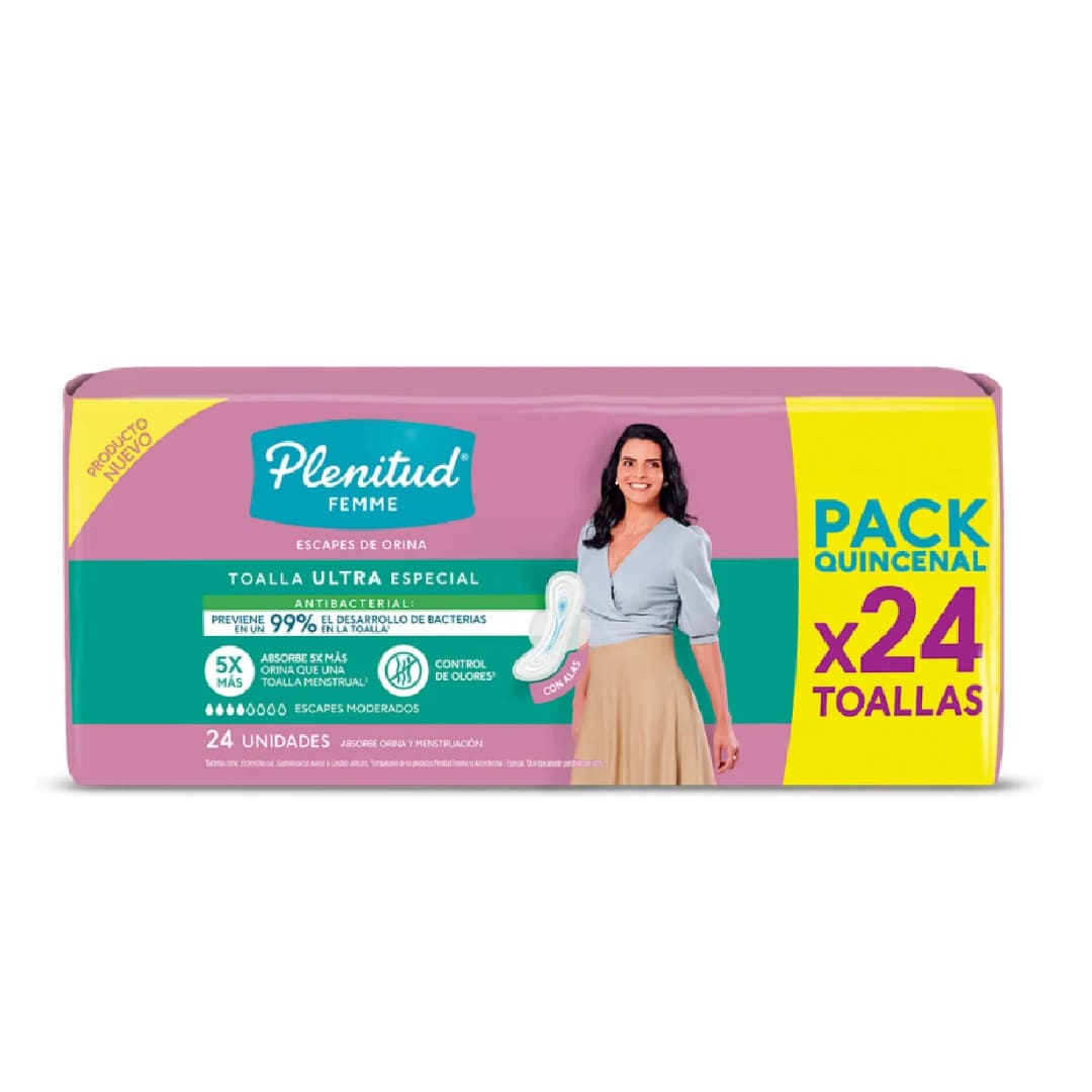 Plenitud Femme Toalla ultra especial antibacterial x 24 unid