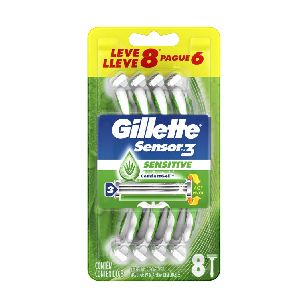 Gillette prestobarba 3 sensitive - Pack 8x6