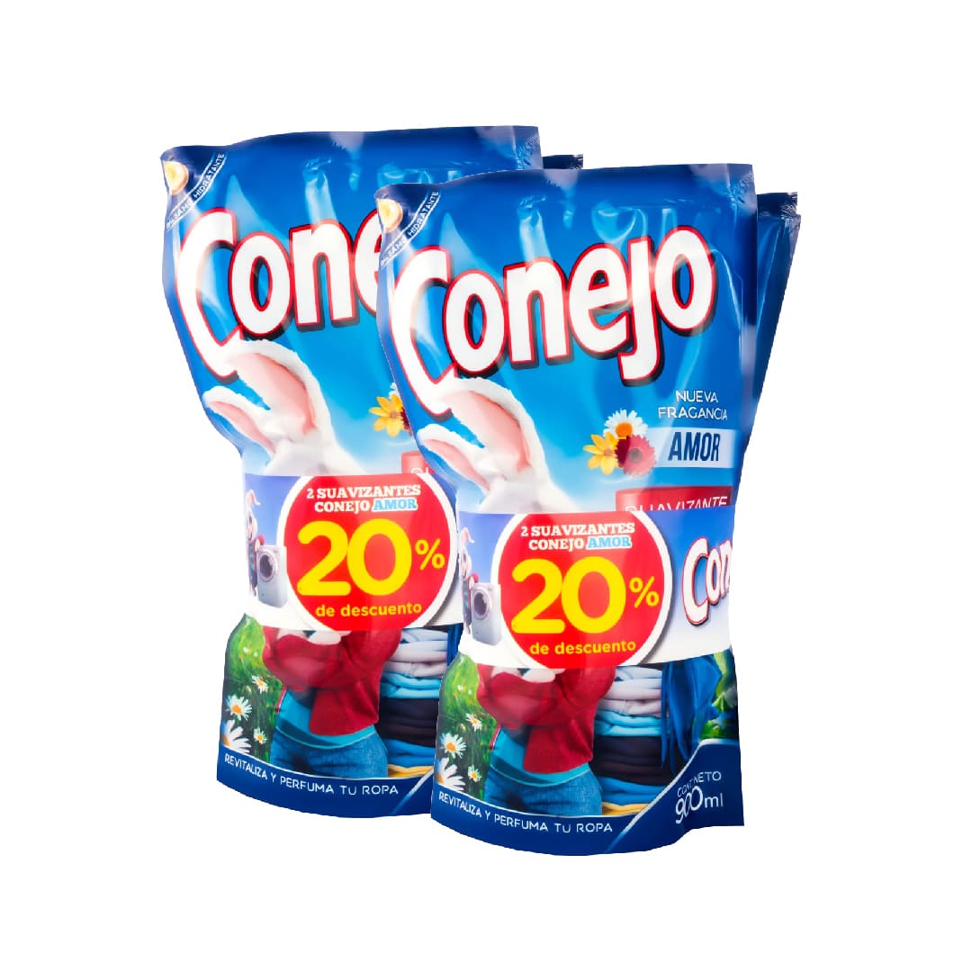 Suavizante Conejo Amor Doypack 900 ML X2