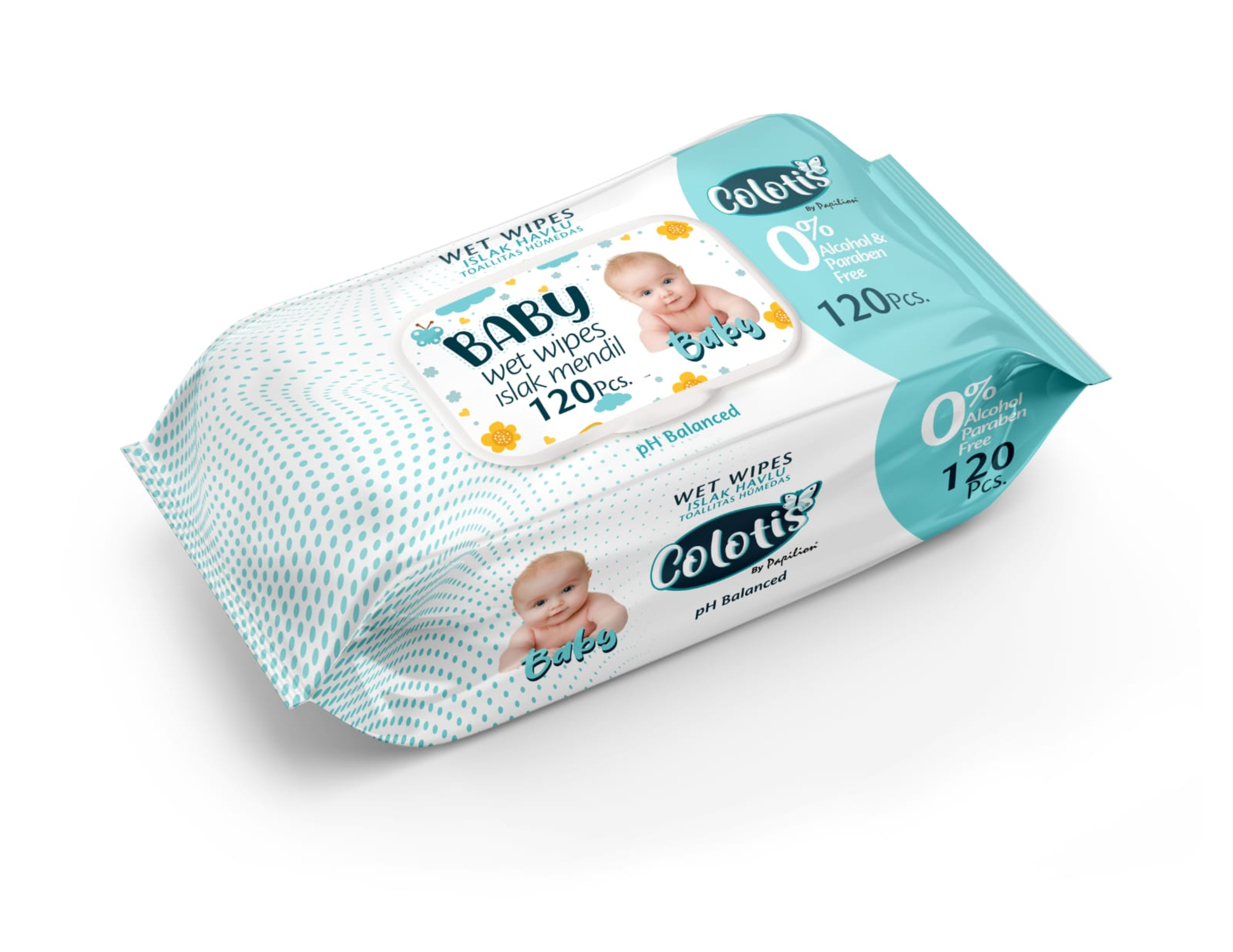 Papilion Toalla humeda con tapa Colotis x 120 unidades -BABY