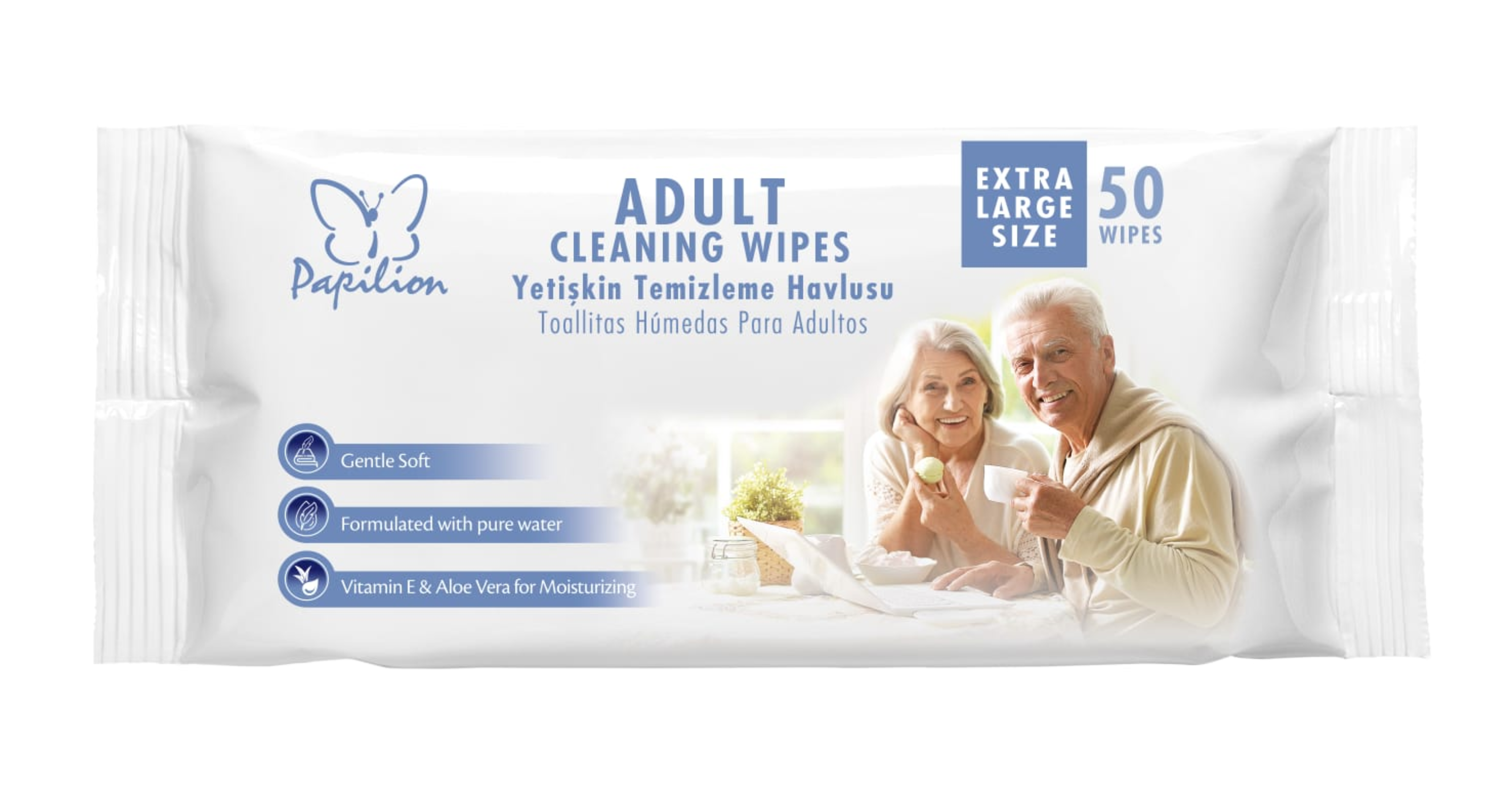 Papilion Toalla humeda Adulto - EXTRA LARGA x 50 unidades