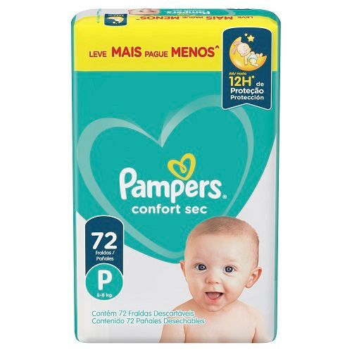 Pampers confort sec P x 72 unidades