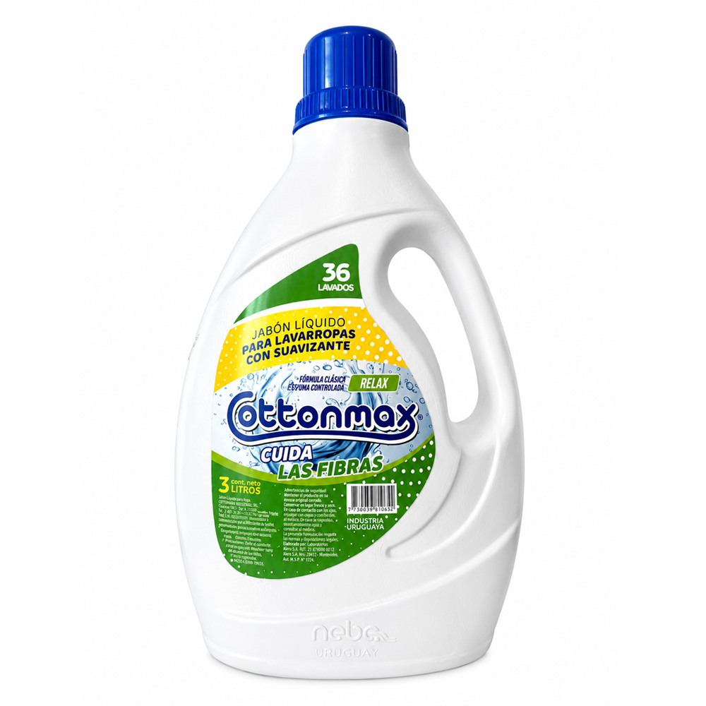 Jabon Cottonmax 3L Rinde 36 lavados Cuida las Fibras