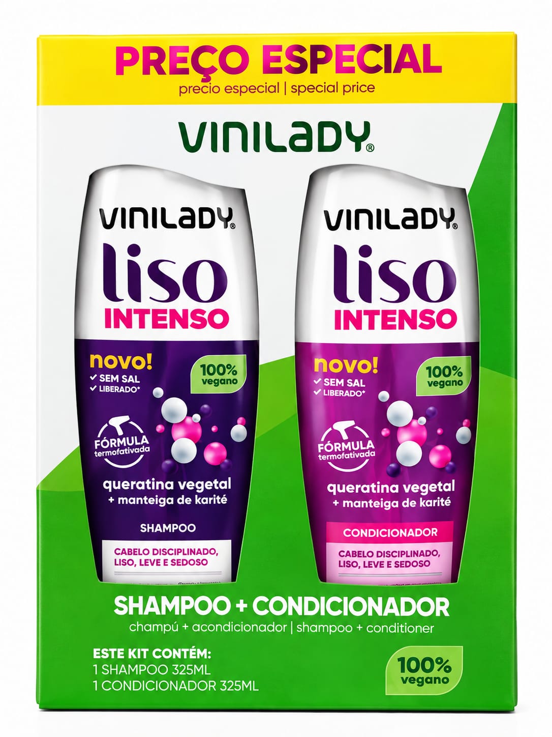 Vinilady Liso Intenso Kit Shampoo 325ml Y Acond. 325ml