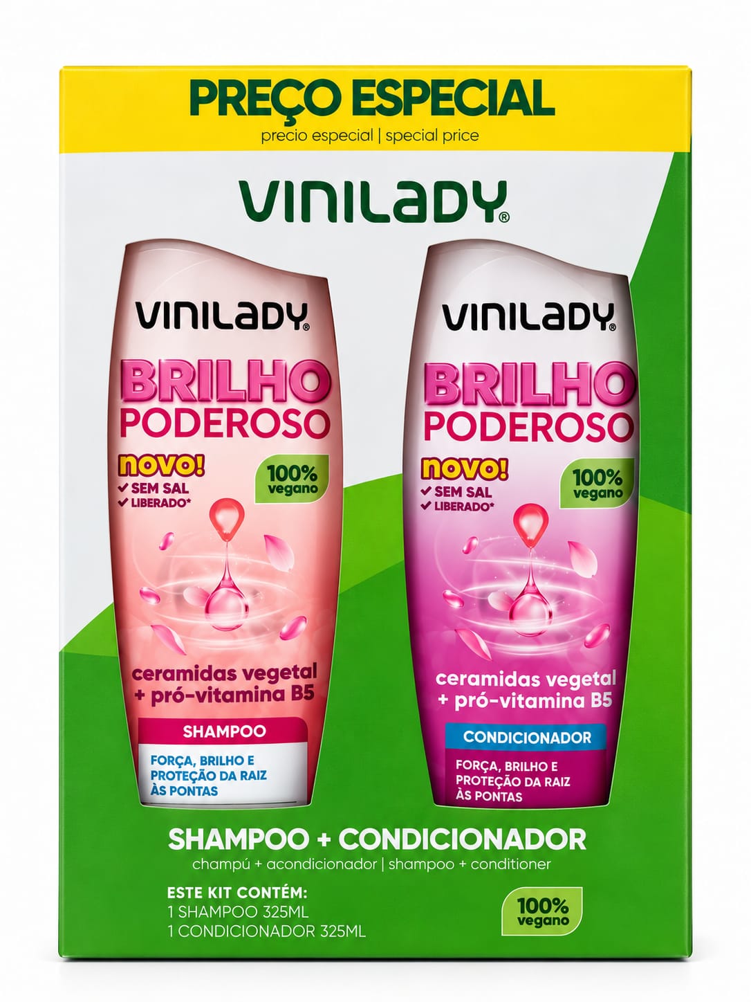 Vinilady Brillo Poderoso Kit Shampoo 325ml Y Acond. 325ml